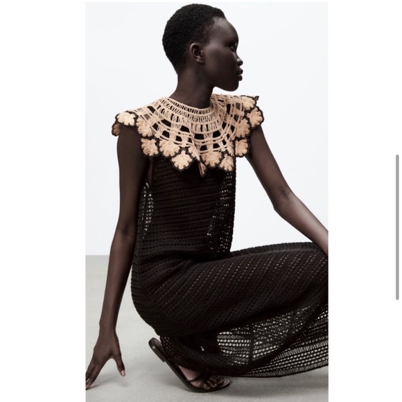 ZARA KNIT PETER PAN COLLAR DRESS - Picture 5 of 6